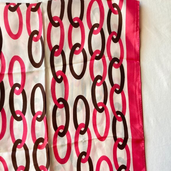 Vintage Jacques Piaget Italian Acetate Scarf Rectangle 18" X 53" Pink White - Picture 3 of 16